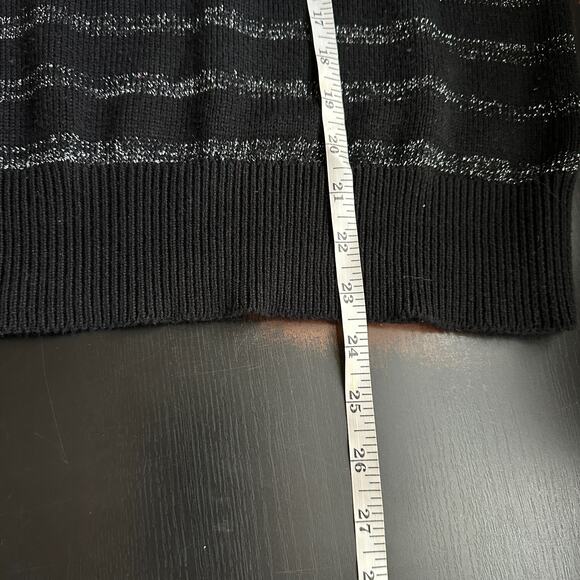 Rails Sweater Women Large Black Pullover Cashmere Blend Glitter Striped Knit - Picture 10 of 11